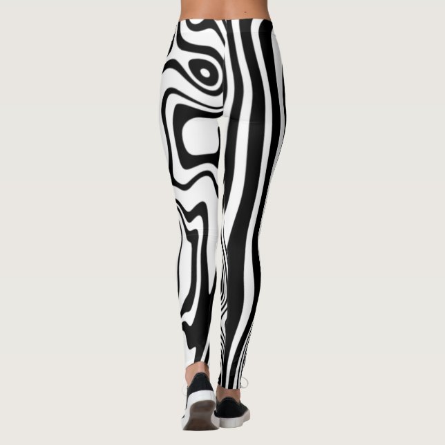 Black White Wavy Striped Leggings or Choose Colour (Back)