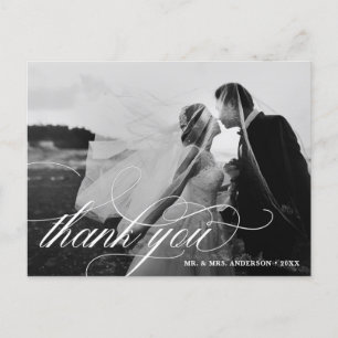 Black & White Wedding 2 Photo Thank You Postcard