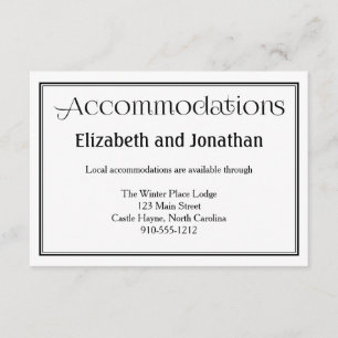 Black & White Wedding Accommodations Card