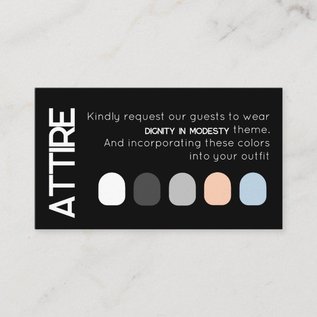 Black White Wedding Attire Guest Dress Code Card (Front)