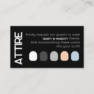 Black White Wedding Attire Guest Dress Code Card