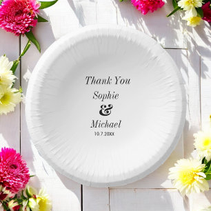 Black White Wedding Bride Groom Paper Plate