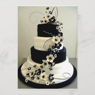 BLACK / WHITE WEDDING CAKE "INVITATION" INVITATION