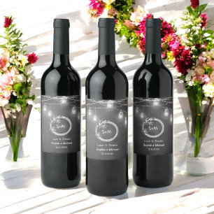 Black White Wedding Chalkboard Mason Jar Wine Label