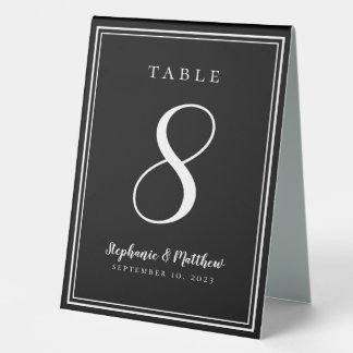 Black & White Wedding Chic Table Number Simple