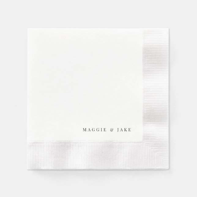 Black & White Wedding Coined Cocktail Napkin (Front)