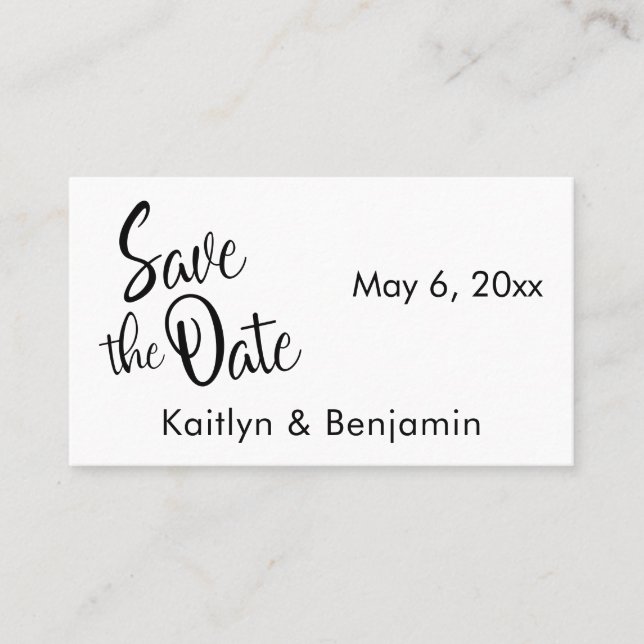 Black & White Wedding Detail Save the Date Card (Front)