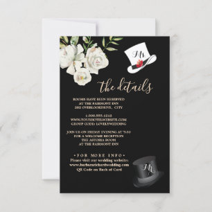 Black & White Wedding Details QR Enclosure Card