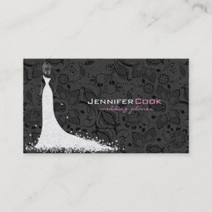 Black & White Wedding Dress & Vintage Lace 2 Business Card