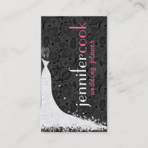 Black & White Wedding Dress & Vintage Lace 2a Business Card