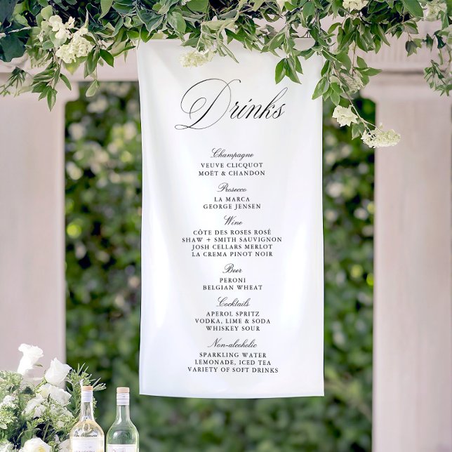 Black & White Wedding Drinks Bar Menu Banner (Black & White Wedding Drinks Bar Menu Banner)