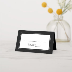 Black White Wedding Elegant Chic Border Modern Place Card