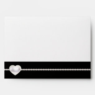 Black & White Wedding Elegant Pearl Heart Envelope