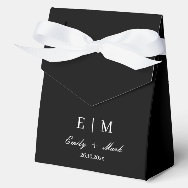 Black White Wedding Favour Box Luxury Custom  (Front)