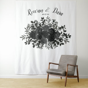 Black White Wedding Gothic Photo Back Drop Names Tapestry
