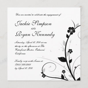 Black & White Wedding Invitation Floral Wall 2