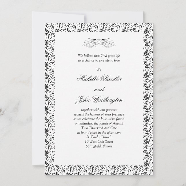 Black & White Wedding Invitation Template (Front)