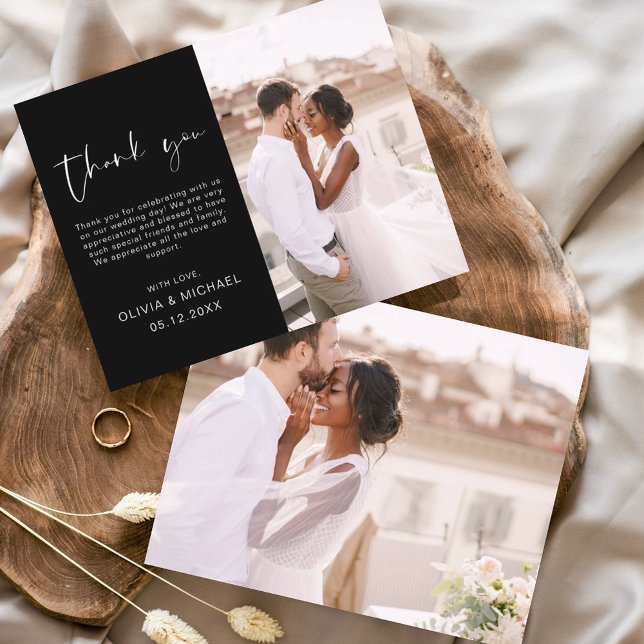 Black White Wedding Minimalist Thank You Cards (Creator Uploaded)