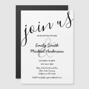 Black + White Wedding Modern Magnetic Handwritten