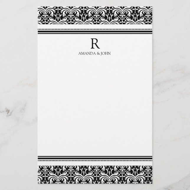 Black & White Wedding Monogram Stationery (Front)