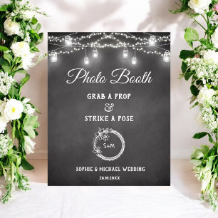 Black White Wedding Photo Booth Sign Poster