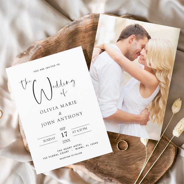 Black White Wedding Photo Modern  Flyer Invitation (Creator Uploaded)