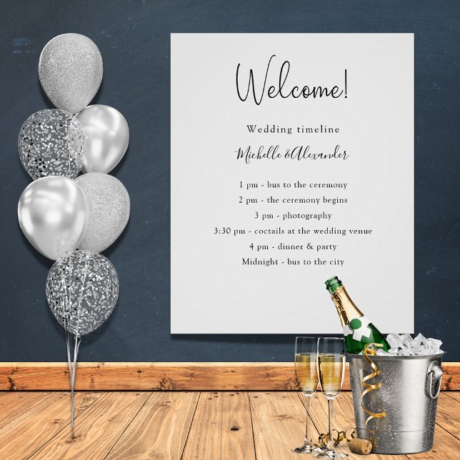 Black white wedding program details poster (Creator Uploaded)