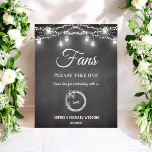 Black White Wedding Program Fans Sign