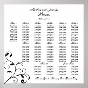 Black & White Wedding Reception Seating Chart
