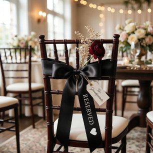 Black & White wedding Reserved Satin Ribbon