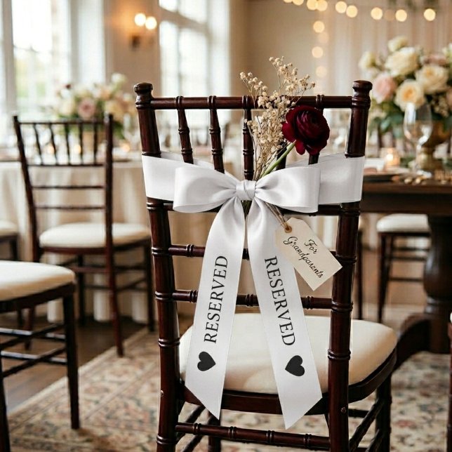 Black & White wedding Reserved Satin Ribbon (Creator Uploaded)