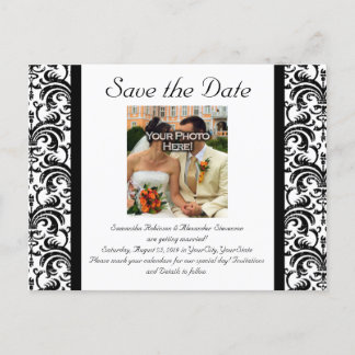 Black/White Wedding Save the Date Photo Postcard