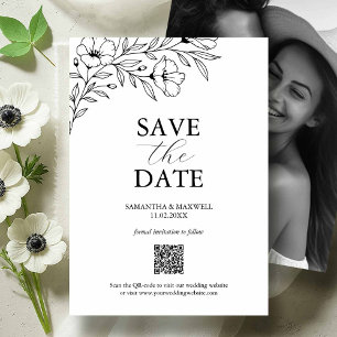 Black & White Wedding Save The Dates with Picture Date