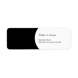 black & white wedding script return address label