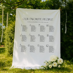 Black & White Wedding Seating Chart Fabric  Tapestry