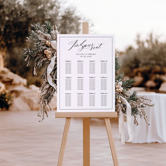 Black & White Wedding Seating Chart with Script (Creator Uploaded)