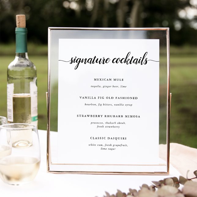 Black & White Wedding Signature Cocktail Menu Sign (Creator Uploaded)