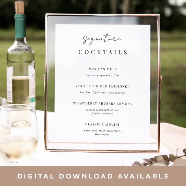 Black & White Wedding Signature Cocktail Menu Sign (Creator Uploaded)
