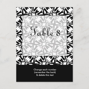 Black White Wedding Table Number Postcard