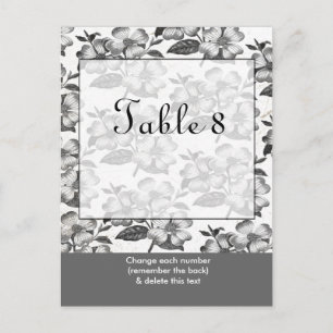 Black White Wedding Table Number Postcard