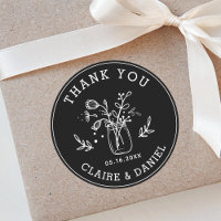 Black & White Wedding Thank You Mason Jar Flowers