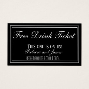 Black & White Wedding Voucher Free Drink Ticket