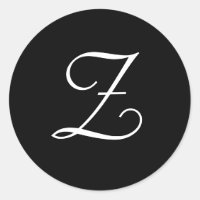 Black White Wedding Z Monogram Stickers