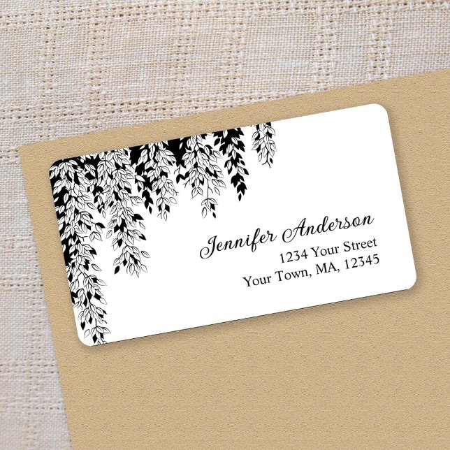 Black White Weeping Birch Return Address Label  (Creator Uploaded)
