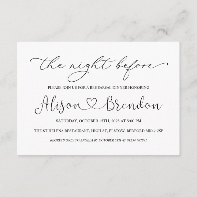 Black White Welcome to the Night Before Enclosure Card (Front)