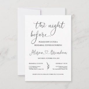 Black White Welcome to the Night Before Invitation