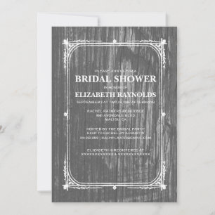 Black White Western Barn Wood Bridal Shower Invite