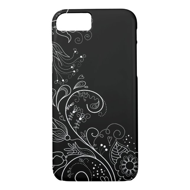 Black & White Whimsical Floral iPhone 7 case (Back)