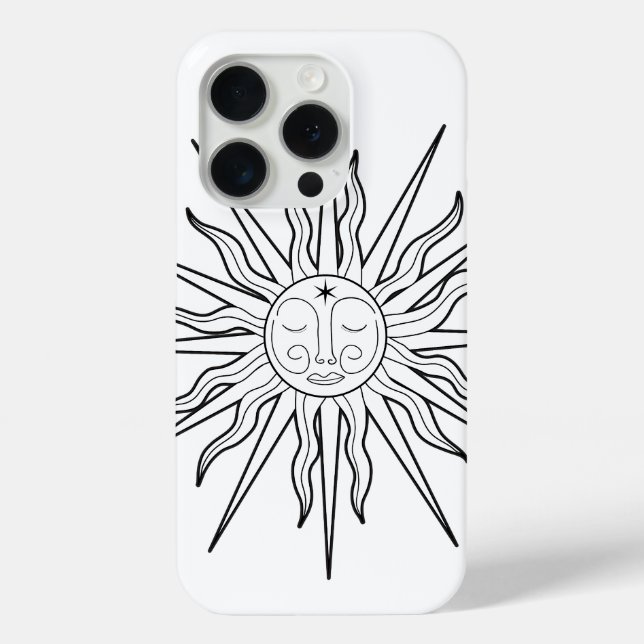 Black & White Whimsical Sun Celestial Astrology Case-Mate iPhone Case (Back)