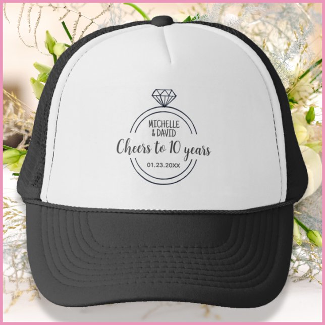 Black & White Wife’s 10th Wedding Anniversary Trucker Hat (Creator Uploaded)